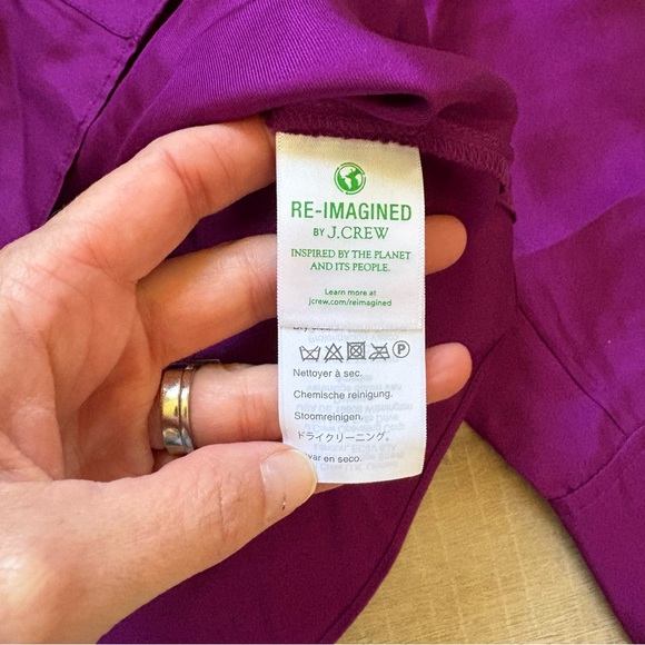 J. Crew Collection Silk Purple Blouse with Ruffle Neckline - Picture 8 of 12